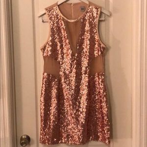 Rose Gold Sequin & Cut Out Dress